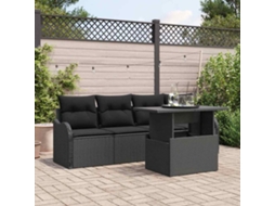 Vidaxl Conjunto De Sofá De Jardim 5 Unid. 4-número De Lugares Preto