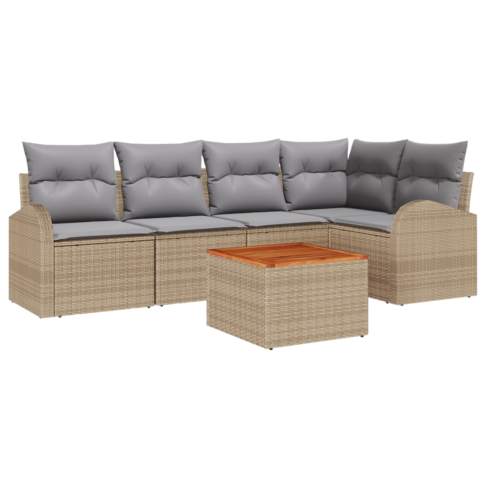 Conjunto 6 Sofá Modular Vidaxl Bege Vime Pe (234 X 124 X 69 Cm)