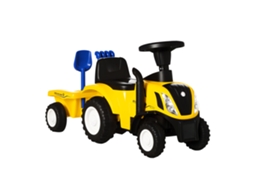 Trator Infantil para 12 a 36 Meses com Buzina Farol Pá Ancinho e Carga 25kg na Cor Amarelo VOLTEDGE