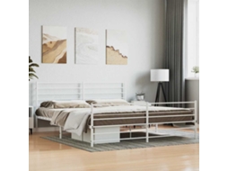 Vidaxl Estrutura De Cama Com Cabeceira E Pés 180x200 Cm Metal Branco