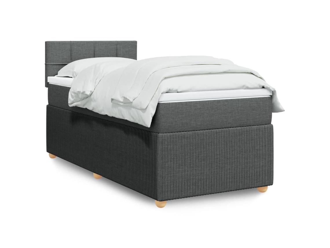 Vidaxl Cama Com Molas/colchão 80x200 Cm Tecido Cinzento-escuro