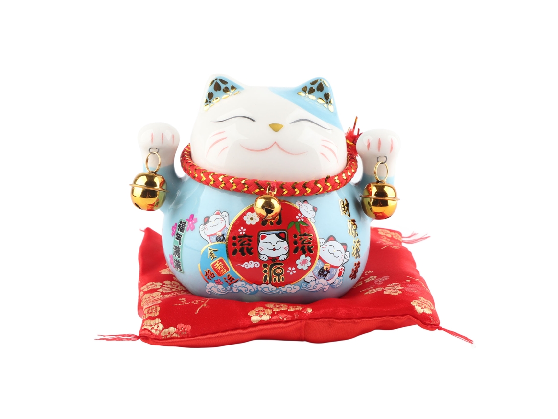 Porcelana Gato da Sorte LAXISCREED 4.5in Decorativa Azul