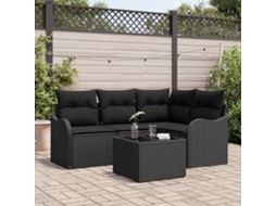 Vidaxl Conjunto De Sofá De Jardim Preto Vime Pe