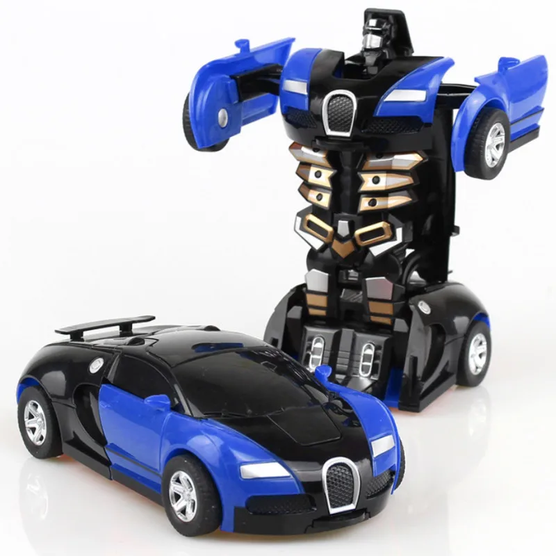 (estilo 1 Azul) Mini Carrinho De Brinquedo 2 Em 1, Robô Com Transformação Automática, Não Requer Pilhas