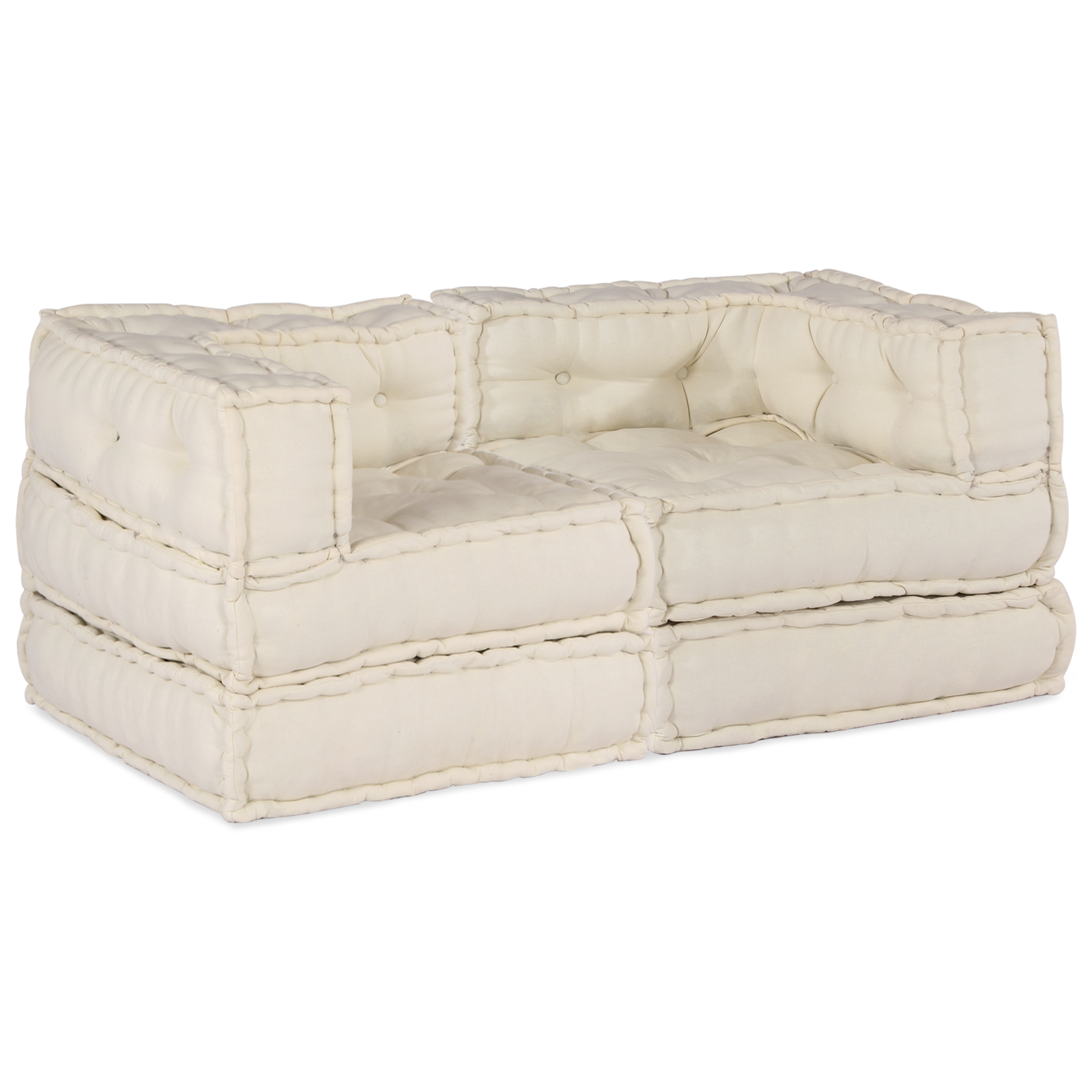 Conjunto 2 Sofá Modular Vidaxl Creme Tecido (140 X 70 X 56 Cm)