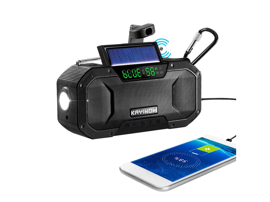 Rádio De Manivela, Rádio De Emergência, Alto Falante Bluetooth Com Manivela, Bateria De 5000mah, Preto. Brilvibera