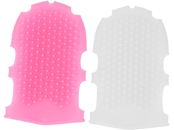Conjunto De 2 Escovas Massagem Corporal Silicone, Rosa E Branca, Ergonômicas, Esfoliantes, Estilo Spa, Para Escovação A