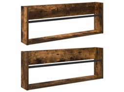 Conjunto de Estantes de Revistas 2 Pcs Carvalho Defumado 80x12x30 cm MAISON EXCLUSIVE