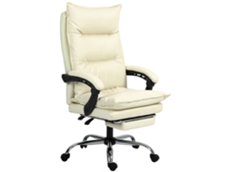 Cadeira De Escritório Ergonômica, Cadeira De Mesa Reclinável, Apoio Para Os Pés, Bege