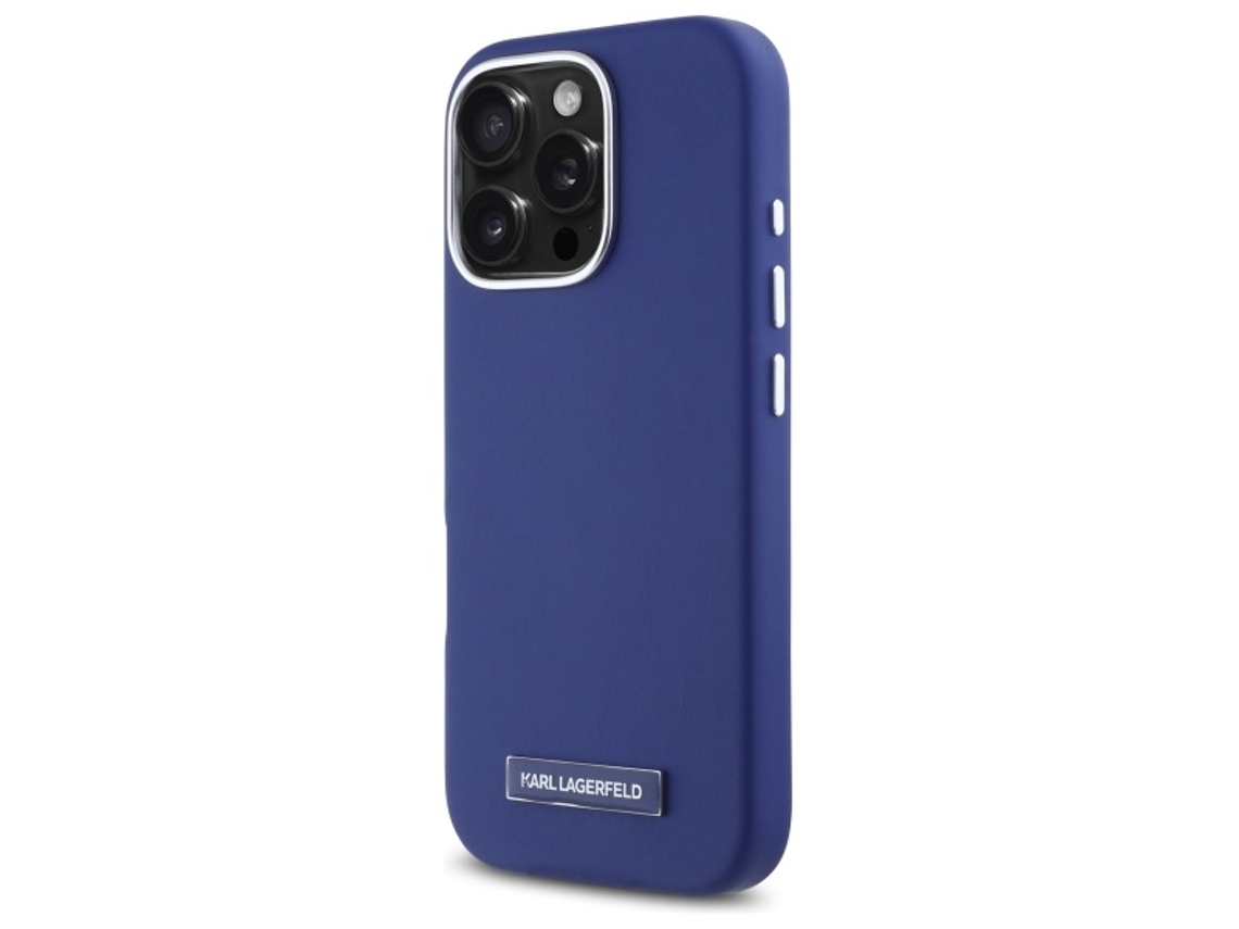 Capa para iPhone 16 Pro KARL LAGERFELD Pele Sintética Rígida Azul