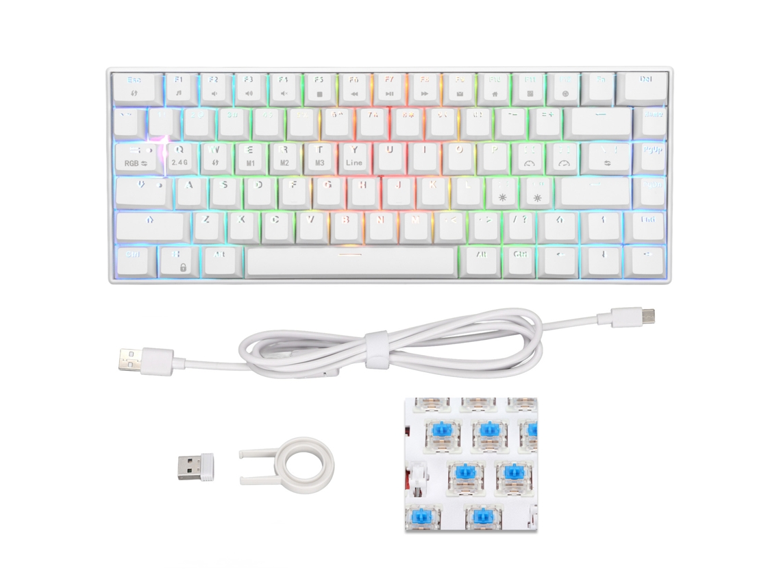 Aetheria teclado Mecânico 82 Teclas Rgb Sem Fio 2.4g Bt3.0 Type C com Fio Switch Azul