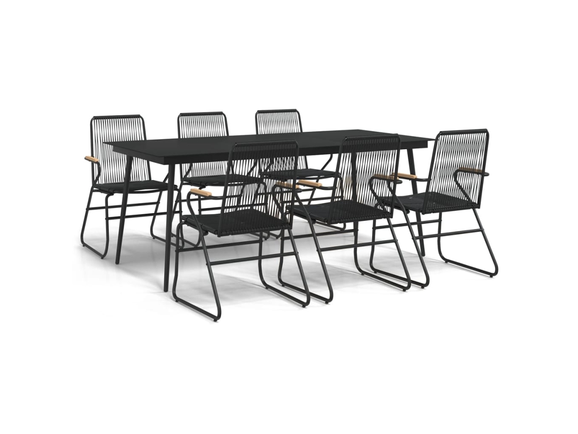 Maison Exclusive - 7 Pcs Conjunto De Jantar Para Jardim Vime De Pvc Preto