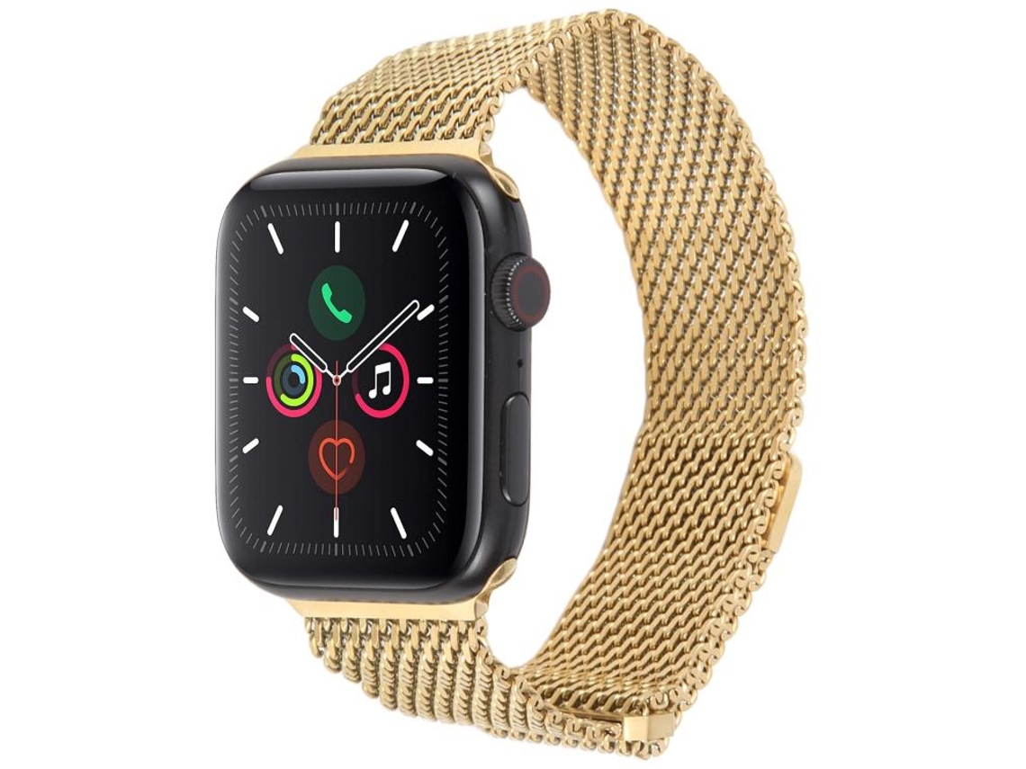 Bracelete para Apple Watch 46/49/45/44mm Titânio Milanês Magnético de Seção Dupla Dourada XIAOMOYU