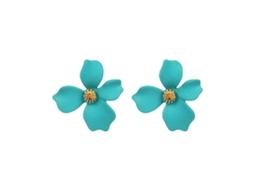 Brincos De Orelha Flor Acessório De Casamento Turquesa