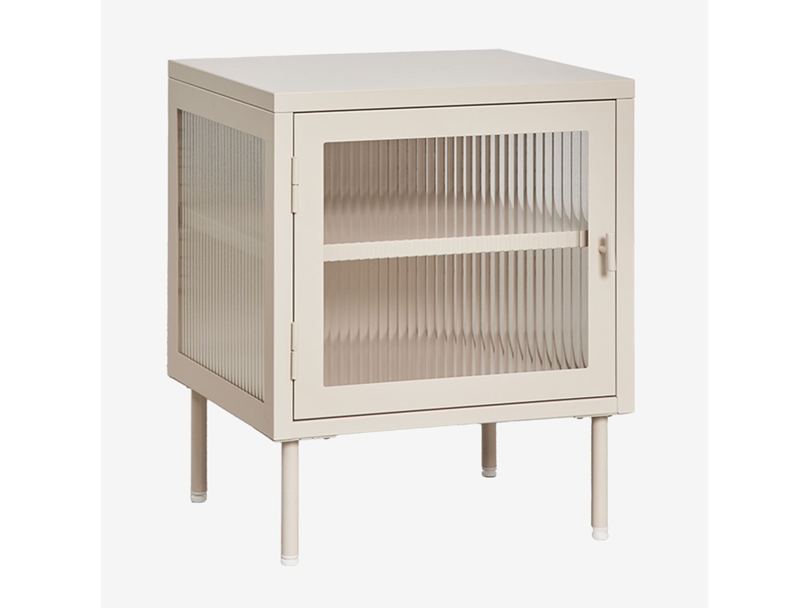 Sklum Pack De 2 Mesas De Cabeceira 45x40 Cm Em Aço E Vidro Paoline Aço Beige Creme