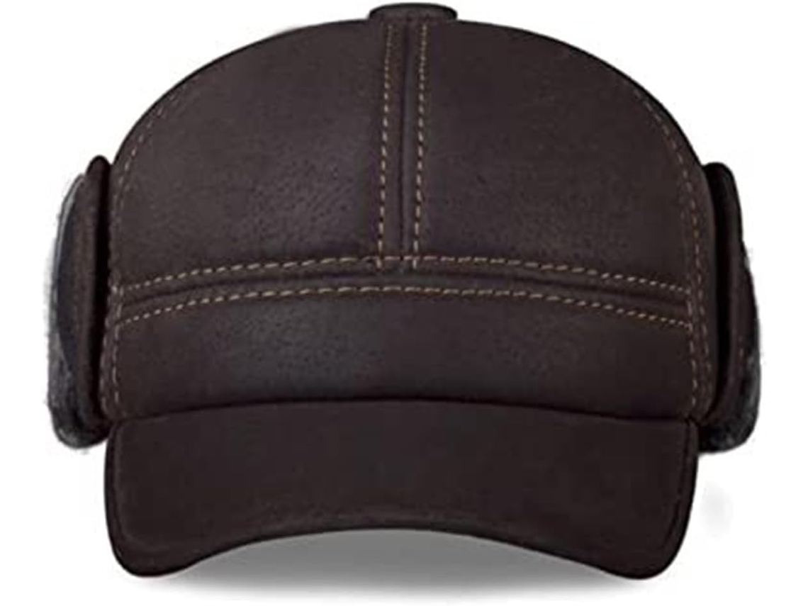 Boné de beisebol masculino de couro Véritable com orelhas cacheadas Fausse Fourrure Chaleur SFUSHOS