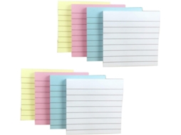 10 Peças Bloc Notes Autocolantes Lignées Multicolores Papel Épais E Reposicionáveis Para Bureau École Et