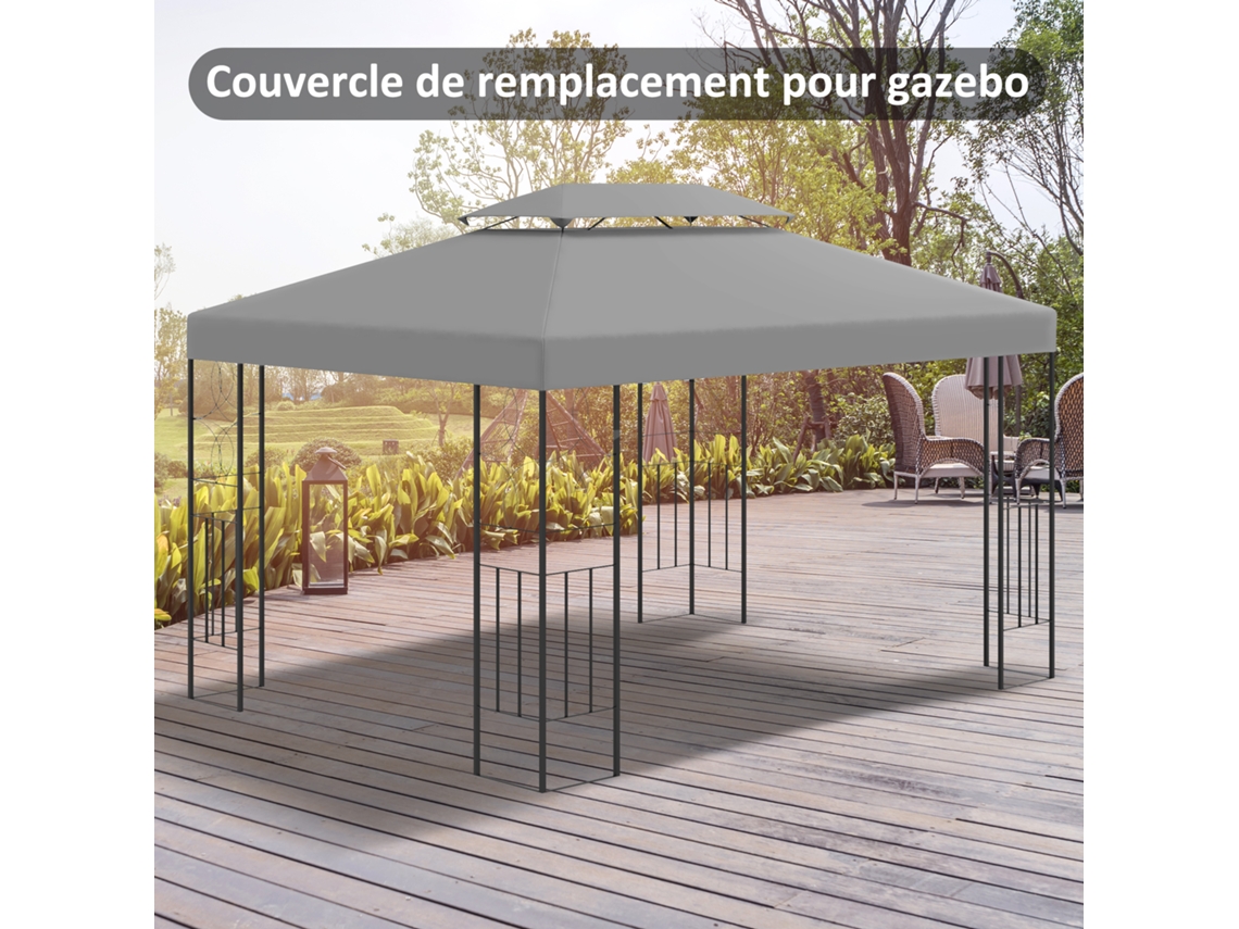 Tecido De Reposição Para Gazebo 3 X 4 M Poliéster Alta Densidade 180 G/m² Cinza Claro