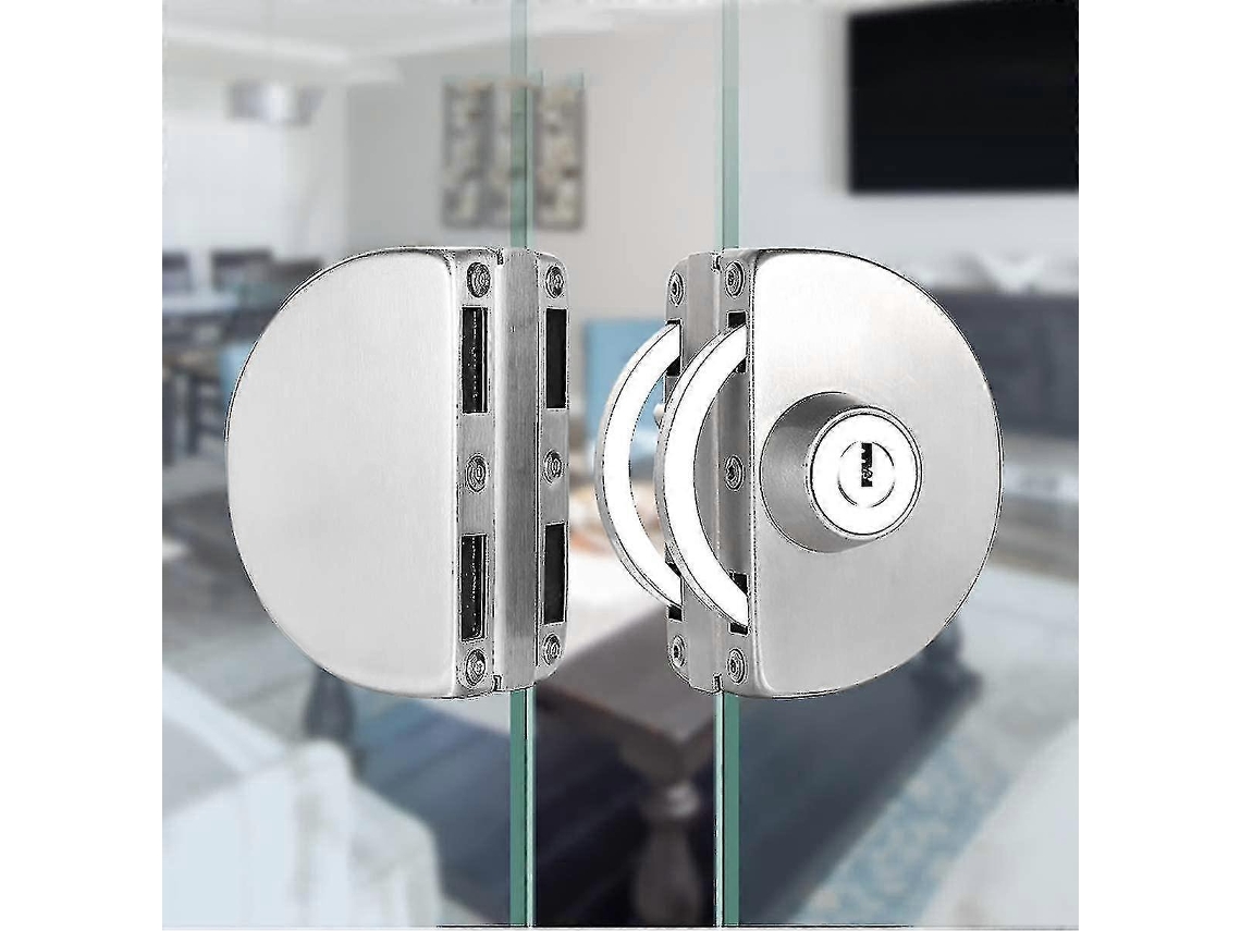 Fechadura De Aço Inoxidável Para Porta Vidro, Sem Necessidade Furação Dupla Vidro Central Vidro.