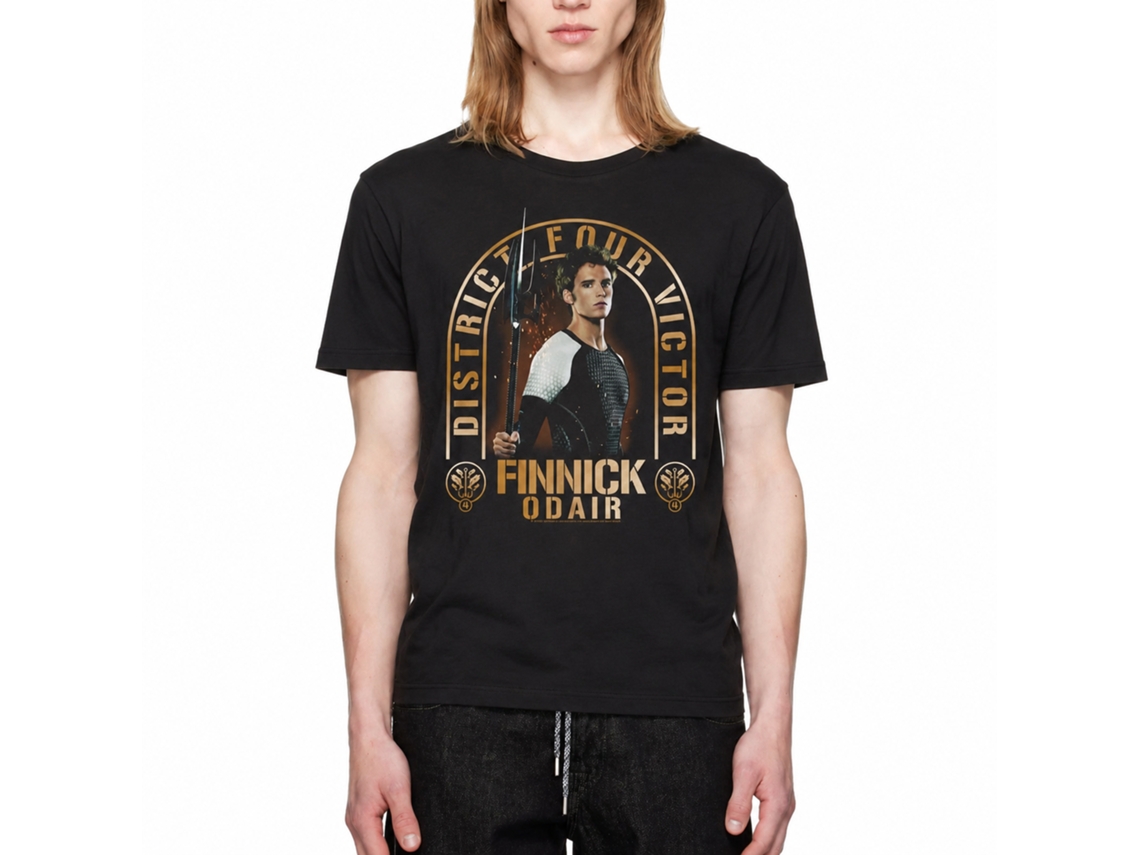 Rockinstone Hunger Games Movie District Four Victor Black Adult T-shirt Size:xxl