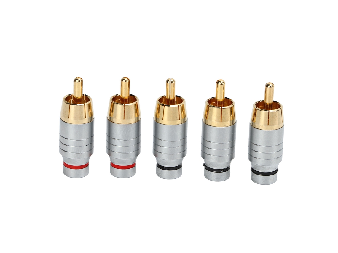 Conjunto de 5 Conectores Rca Universais para Soldagem em Metal, Cabos Áudio e Vídeo, Alto falante. AQUAFORGE