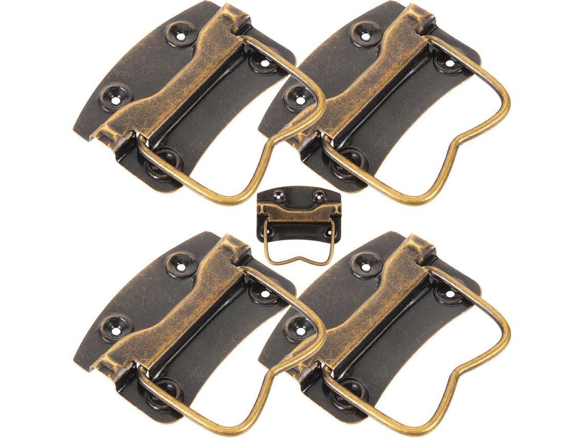 Puxador Vintage Para Baú De Madeira, Conjunto De 5, Ferro Com Acabamento Dourado | Caixa E Em,