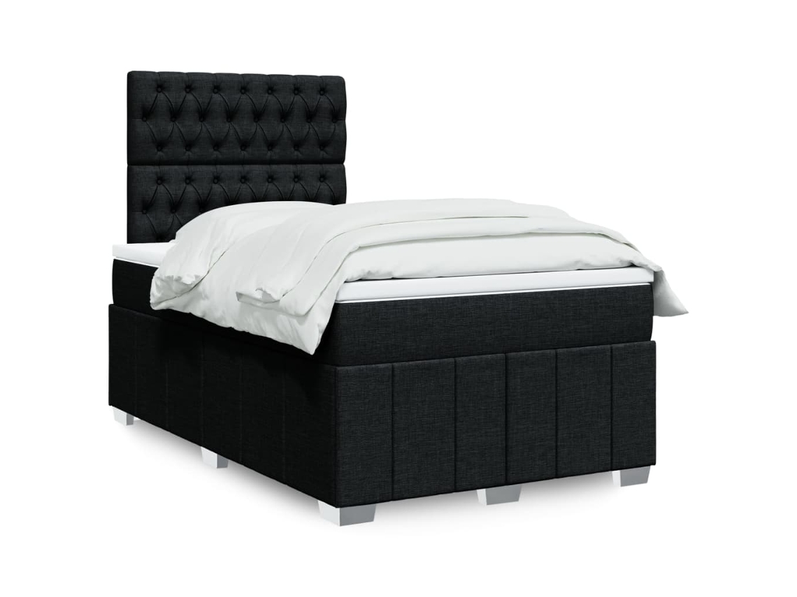 Vidaxl Cama Boxspring Com Colchão 120x190 Cm Tecido Preto
