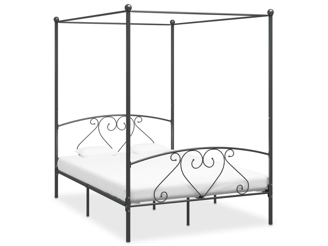 Bed Frame, Bed Frames Vidaxl Cinzeto Metal (160 X 200 Cm)