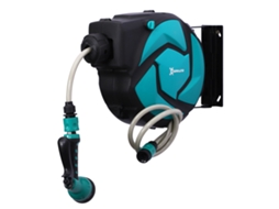 Carretel de parede de giro automático de 180° com mangueira de 10+1 m e suporte de parede em turquesa preto | S/MARCA