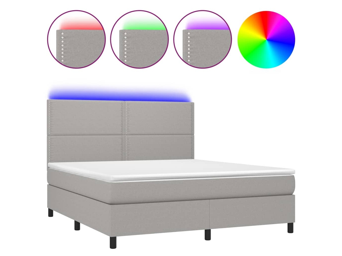 Box Spring Bed, Box Spring Beds Vidaxl Cinzeto Tecido (180 X 200 Cm)