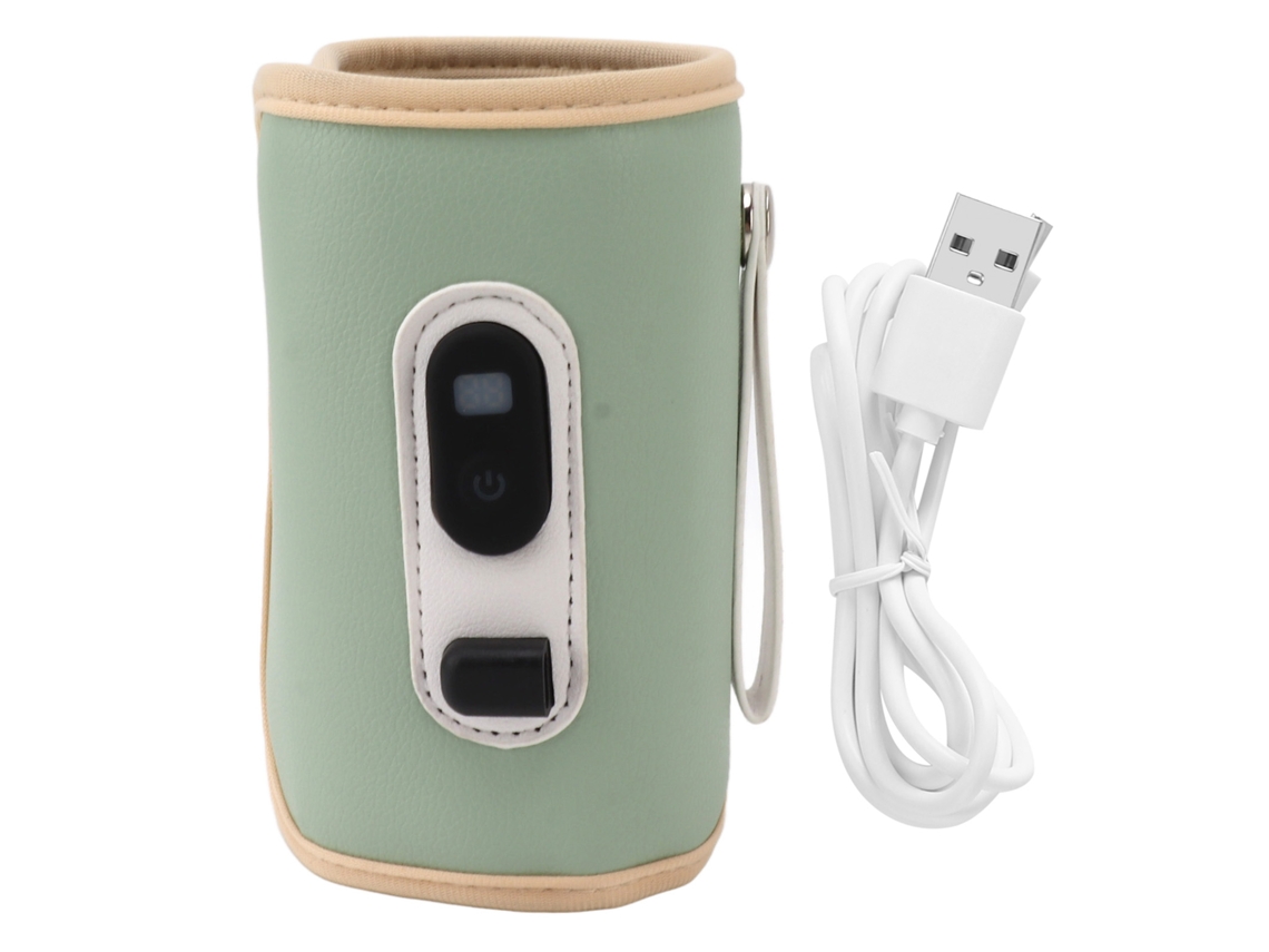 Aquecedor de Frascos de Leite Bebê Usb com Display Digital 5 Velocidades Portátil Verde
