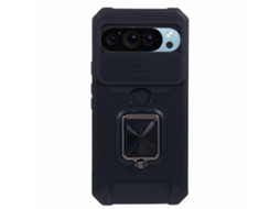 Compre Capa Protetora Para Google Pixel 9 Pro Xl Com Suporte Deslizante E Tampa De Lente De Pc Tpu Com Suporte Para Cartão, Preta