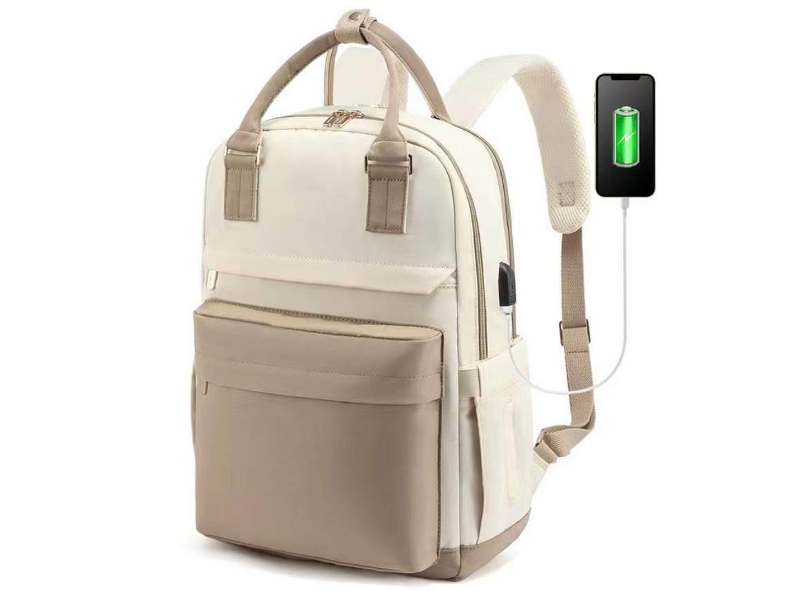 Mochila Para Portátil, 15 Polegadas, Usb, 2 Compartimentos, Caqui, Para Portátil, Trabalho E Viagem Tressino