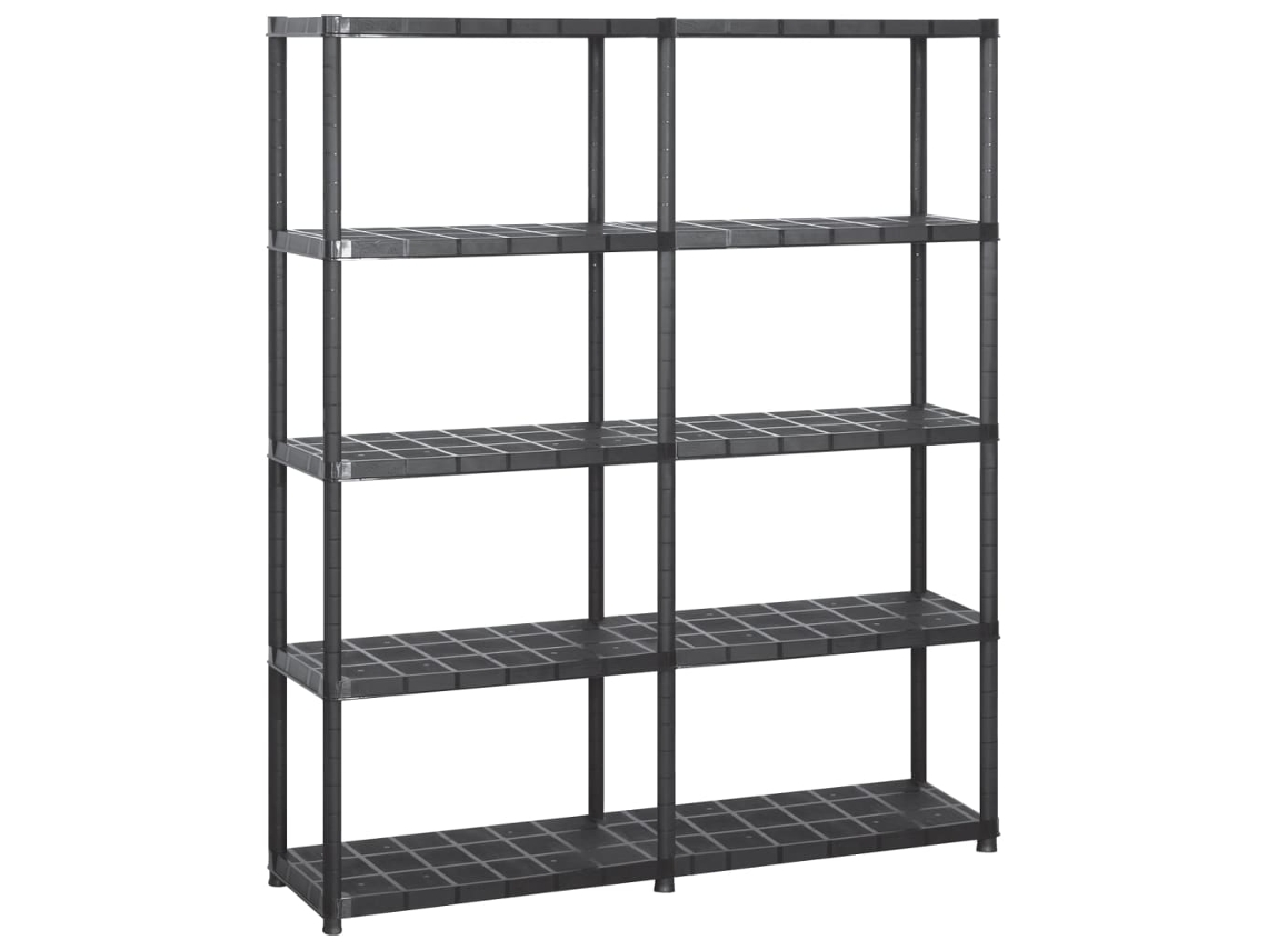 Unidade Com 5 Prateleiras 142x38x170 Cm Plástico Preto Lovely Home