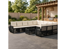 Vidaxl Conjunto De Sofá De Jardim 12 Unid. Preto E Branco Creme