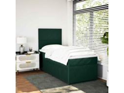 Vidaxl Cama com Molas/colchão 90x190 Cm Veludo Verde escuro
