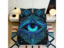 Conjunto de Cama com Estampa 3d Olho Místico em Microfibra Fronha 200x200cm