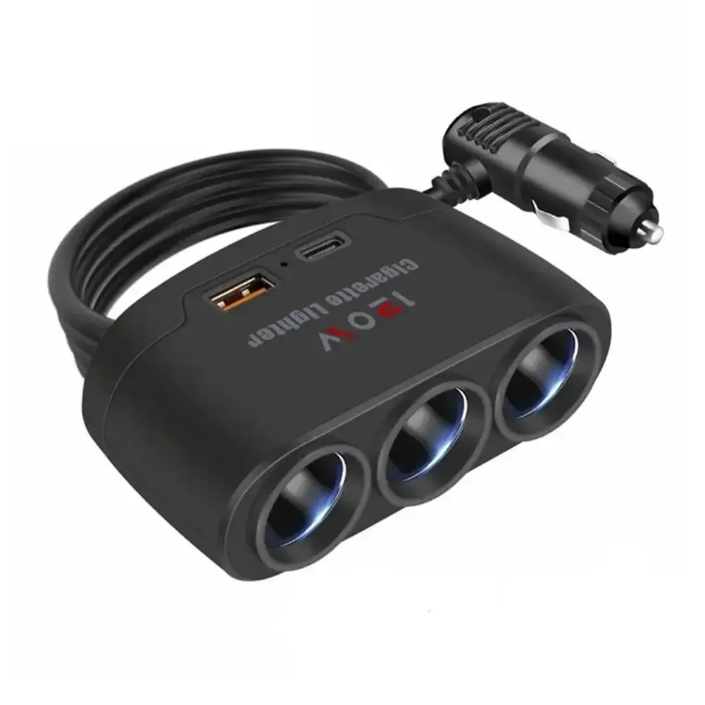 2x Usb/c Carregamento Rápido P/ Celular Dvr Gps Tripla ??3x Tomada Veicular De Carro 12v 24v (120w)
