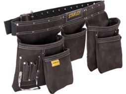 Topbathy Stanley Bolsa Dupla para Ferramentas com Vários Bolsos Couro Premium Reforço Rebites Costuras