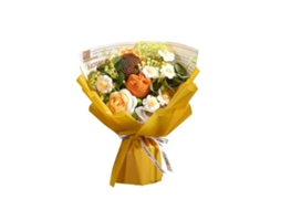 Buquê Artesanal de Crochê com Flores Artificiais, Rosa e Margarida, com o Tema "bênção Eterna" na Cor Amarela AQUAFORGE