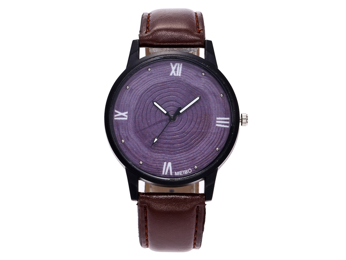 Relógio de quartzo unissex com pulseira de couro PU, estilo casual e moderno, Zhoulianfa marrom escuro.