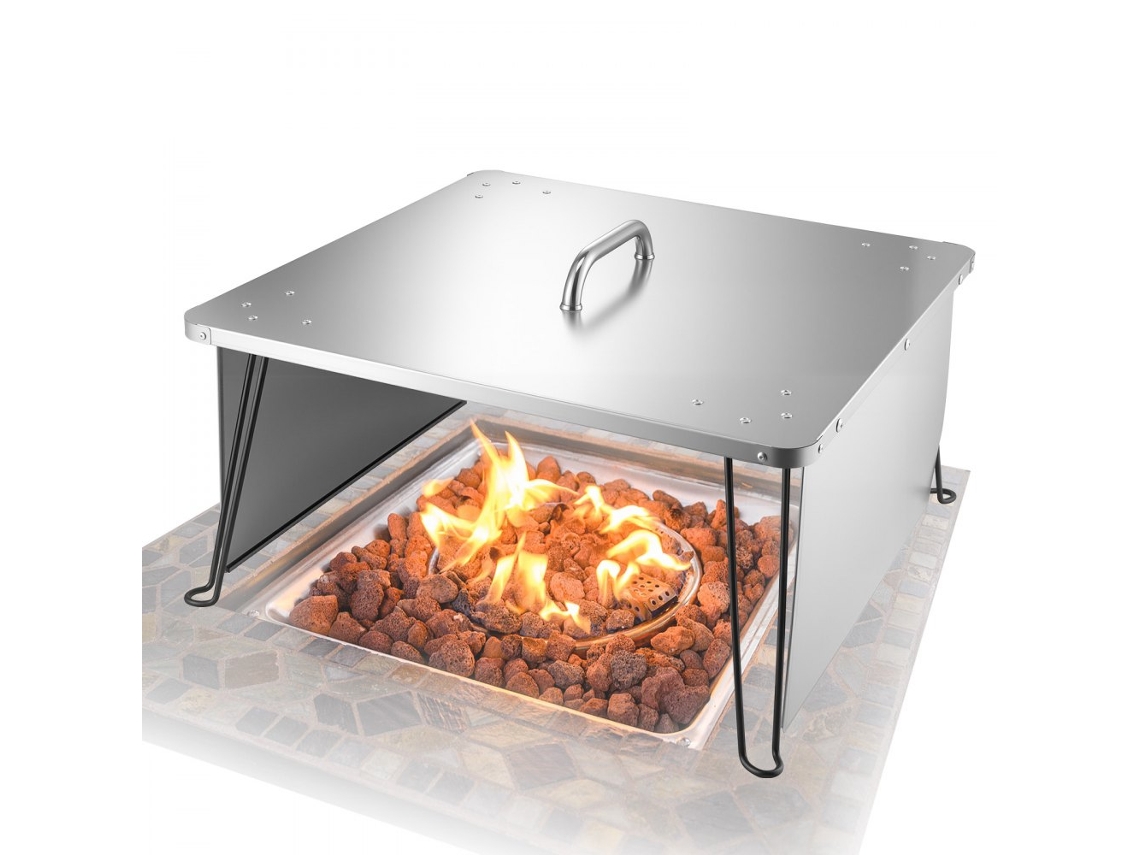 Tampa E Cobertura Em Inox Para Fogueira Exterior 645x645x370mm Proteção Contra Calor E Faíscas Tekmaquinas