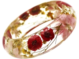 Pulseira Elegante De Resina Com Flores Secas, Acabamento Artesanal Refinado, Estilo Atraente Para Mulheres E