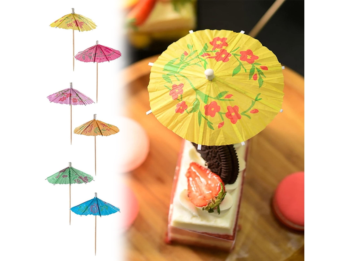 Conjunto 144 Guarda-chuvas Decorativos Para Cocktails - Picadores De Papel Para Festas Tropicais E Havaianas