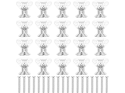 Puxador De Armário Pequeno, 20 Peças, Plástico Prateado Transparente, Para Gaveta De Cozinha E Guarda Roupa, 2cm 0