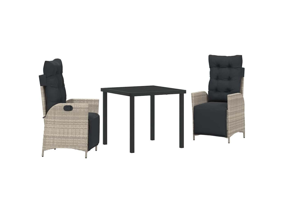 Maison Exclusive - Conjunto De Jantar Para Jardim 3 Pcs Cinzento-claro Vime Pe