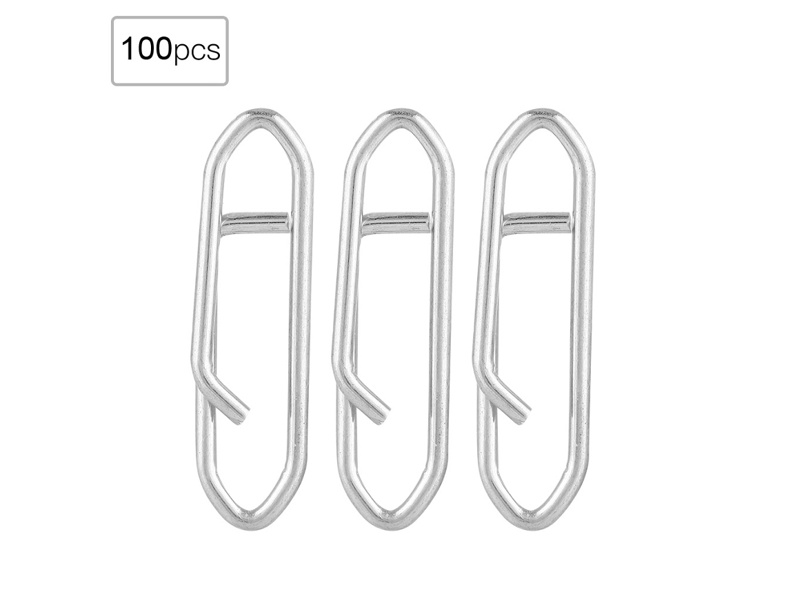 100 Clips de Pesca Aço Inoxidável L