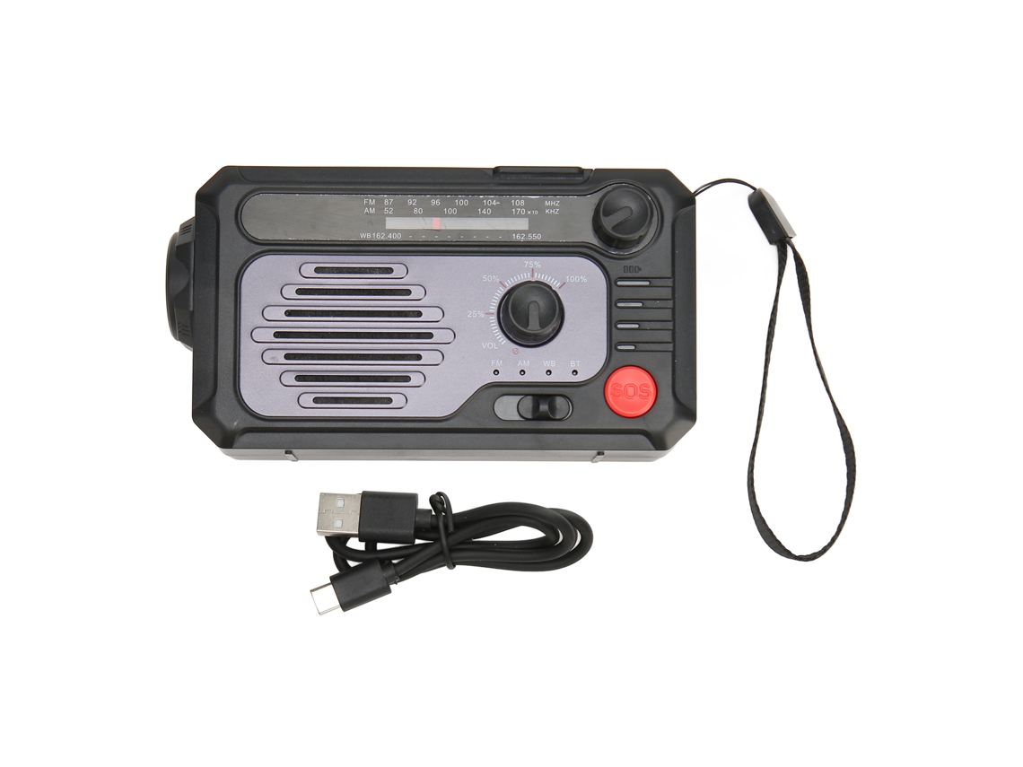 Rádio de Emergência com Manivela e Carregamento Solar EOOCOO
