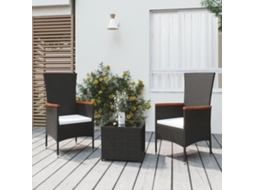 Vidaxl 3 Pcs Conjunto Lounge De Jardim Vime Pe E Aço Preto