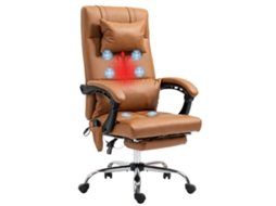 Cadeira de Escritório com Função Massagem, Ergonômica, 66x67x114 122cm, Marrom Claro